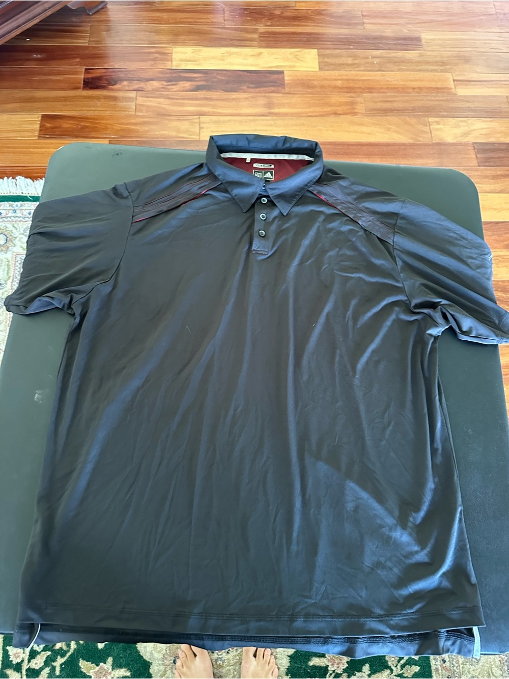 adidas Black Men's Golf Polo with Subtle Red Trim Size 2XL